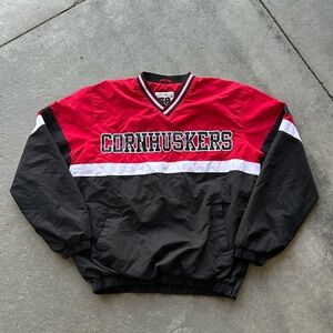 Vintage Nebraska Cornhuskers V-Neck Windbreaker